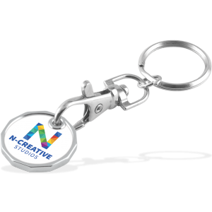 Promotrendz product Full Colour Unlaminated Trolley Coin Keychain - Double Sided