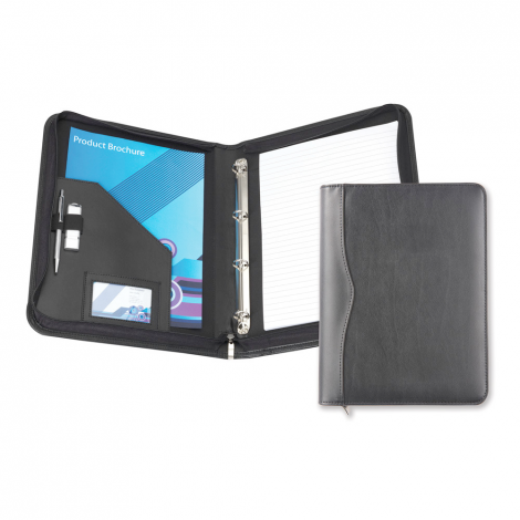 Black Houghton PU A4 Zipped Ring Binder