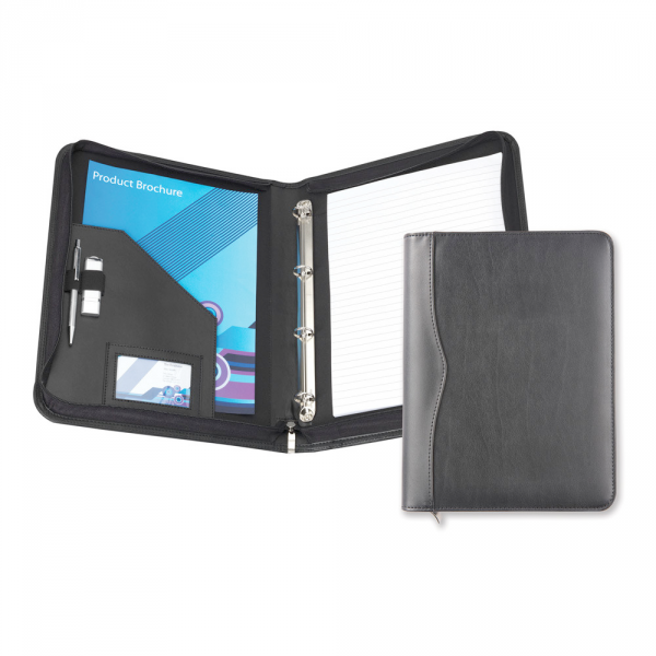 Black Houghton PU A4 Zipped Ring Binder
